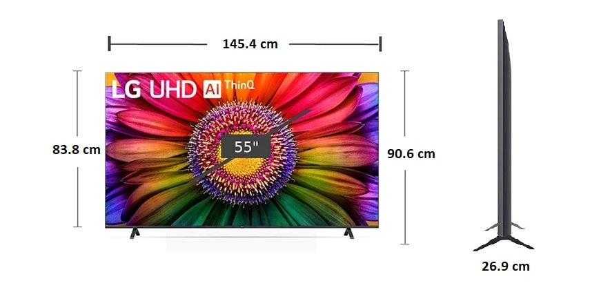 ابعاد تلویزیون 65 اینچ ال جی 65UR8050